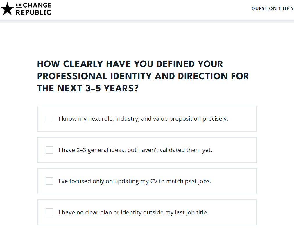 STAR Career Transition Assessment screenshot by The Change Republic 2 STAR Career Transition Assessment screenshot by The Change Republic 2